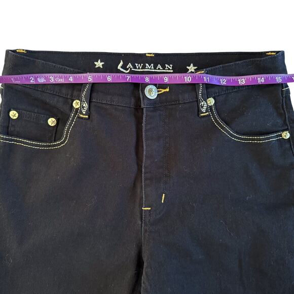 Lawman Jeans Women’s 9/10 L Long Black Gold Embellished Rodeo Western 1036 - Picture 9 of 15